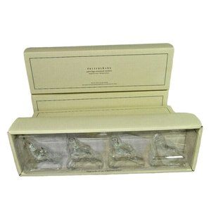 3 Sets Pottery Barn Partridge Place card Holders Set 4 Christmas Holiday Crystal